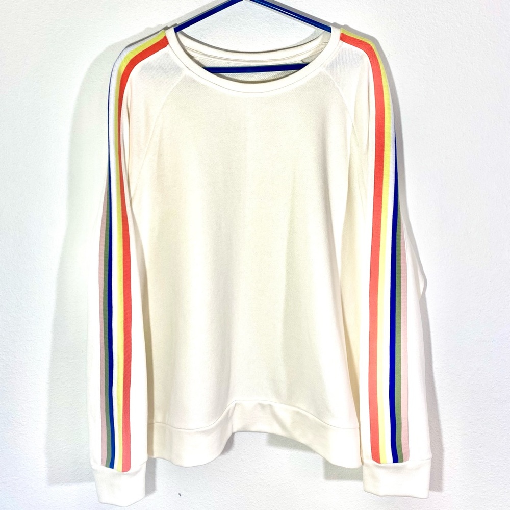 Oversized Retro Sweatshirt Long Sleeve Rainbow Pullover Shirt Striped Vintage